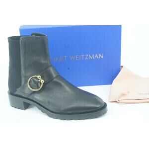 Stuart Weitzman Black LeatherLuxering Bootie Biker Ankle Size 9 Women's $595
